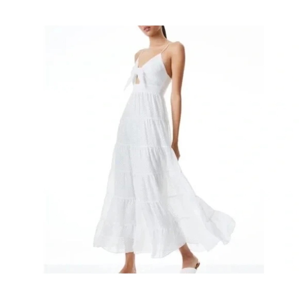 Alice + Olivia Stacey Bendet Minka Tie Front Women Maxi Dress sz 12/ L Off White